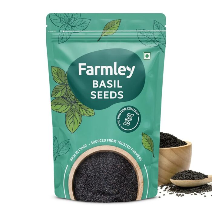 Farmley Raw Basil Seeds | Rich In Protein | Fiber Diet Sabja Seeds | Tukmaria Basil Seeds - Image 1